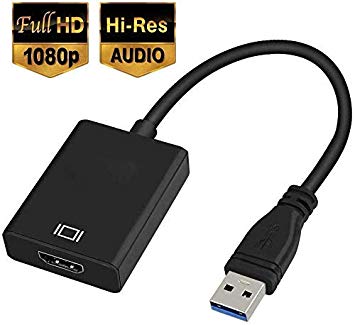 USB to HDMI Adapter, USB 3.0/2.0 to HDMI Adapter 1080P Full HD(Male to Female) Video and Audio Multi-Display Converter Compatible with Windows 7/8/10