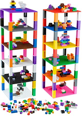 Strictly Briks - Brik Tower with 336 Classic Bricks - 12 Colors - 12 6x6 inch Baseplates - 100% Compatible with All Major Building Brick Brands