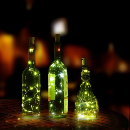 Cork shape lights, AGPtek 3PCS Bottle Mini String Lighting 75cm/30inch Copper Wire light Starry Light For Bottle DIY, Christmas Wedding and Party Halloween (White)