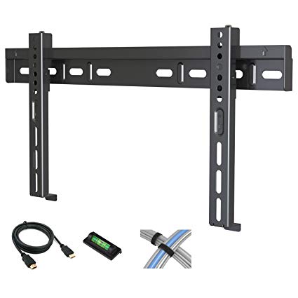 Low Profile Fixed TV Wall Mount for 17"-42" Flat Screen TVs with 6' HDMI Cable, Cable Ties and Leveler