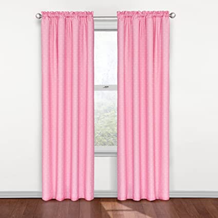 ECLIPSE Kids Curtains for Bedroom - Polka Dots 42" x 84" Blackout Rod Pocket Single Panel Window Treatment Privacy Curtain Nursery, Pink