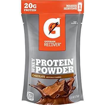 Gatorade Protein Powder, Chocolate (24 single pouches, 20 grams of protein per serving)