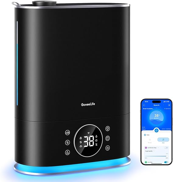 GoveeLife Smart Humidifier Max, 7L Warm and Cool Mist WiFi Humidifier for Home Bedroom, Top Fill Humidifiers 70H, Lasts for Large Rooms up to 800sq.ft, Faster Humidification with Alexa and App Control