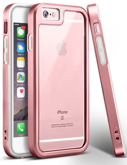 iPhone 6 Case, Ansiwee Reinforced Frame Crystal Slim Highly Durable Shock-Absorption Flexible Soft Rubber TPU Bumper Hybrid Protection Light Case for Apple iPhone 6/6S 4.7" (Rose Gold)