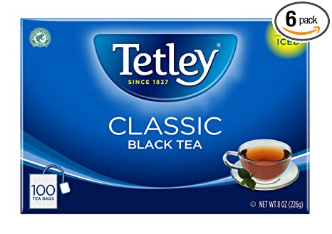 Tetley Black Tea, Classic, 100 Tea Bags (Pack of 6) (Packaging may vary)