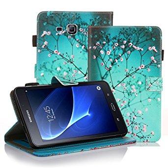 LeCase Galaxy Tab A 10.1 Case, Card Slots, Magnetic Closure, Flip Leather Case With Adjustable Stand For Samsung Tab A 10.1 Inch (SM-T580 / SM-T585) Tablet 2016, Cherry Blossom