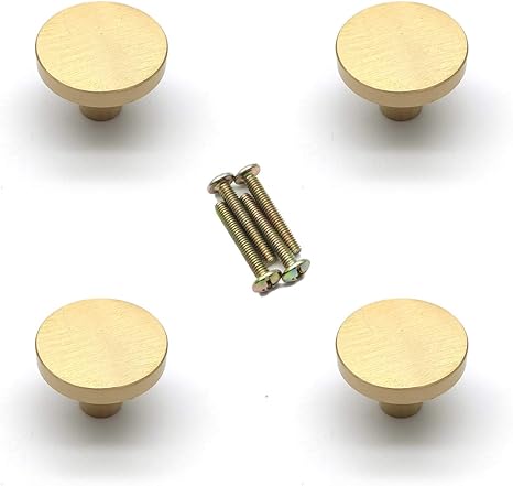 Door Knobs Brass Knobs 1.1x0.8（DxH） Set of 4 Golden Round