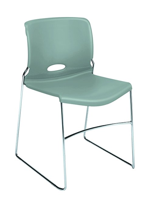 HON Olson Stacking Chair - Guest Chair for Office, Cafeteria, Break Rooms, Training or Multi-Purpose Rooms, Platinum Shell, 4 pack (H4041)