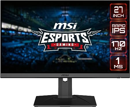 MSI G272QPF, 27" Gaming Monitor, 2560 x 1440 (QHD), Rapid IPS, 1ms, 170Hz, G-Sync Compatible, HDR Ready, HDMI, Displayport, Tilt, Swivel, Height Adjustable, Pivot