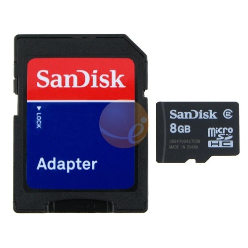 SanDisk Micro SD Memory Card w/ SD Adapter, 8GB