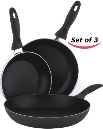 Aluminum Nonstick Frying Pan Set - 3-Piece 8 Inches 95 Inches 11 Inches - Fry Pan  Frying pan Cookware Set Dishwasher Safe - By Utopia Kitchen