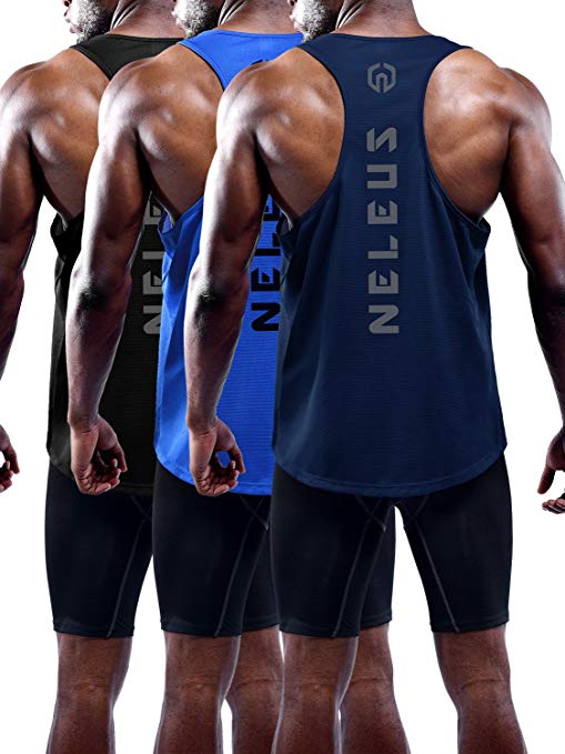 Neleus Men's 3 Pack Dry Fit Y-Back Muscle Tank Top
