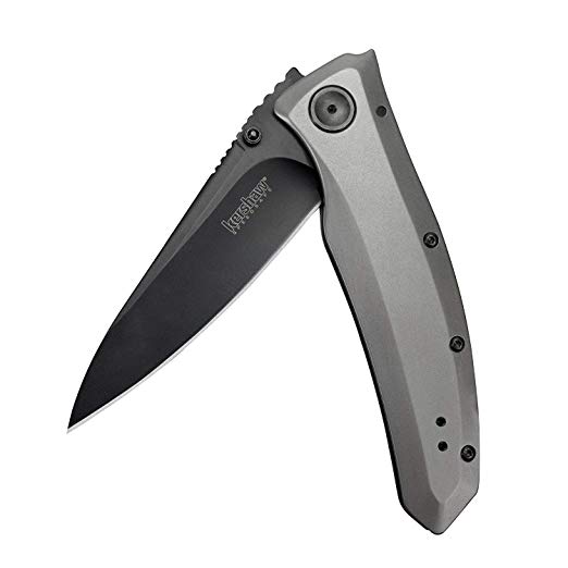 Grid Pocket Knife (2200); 3.7" Black-Oxide Coated Stainless Steel Blade with Titanium Carbo-Nitride Coated Steel Handle, SpeedSafe Assisted Opening and Reversible Pocketclip, 4,8 OZ.Kershaw