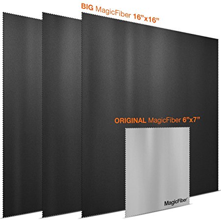 (TV/LAPTOP Pack) MagicFiber Microfiber Cleaning Cloths - Extra Large Cloths Specially Designed for Large LCD, LED, 4K, 3D, Plasma TV Screens and Other Delicate Surfaces (3 Black 16x16”, 1 Grey 6x7")
