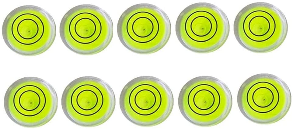 10pcs Bubble Spirit Level 20x9mm Mini Circular Bullseye Levels for Leveling Camera, Turntable, Telescope, Tripod, Phonograph