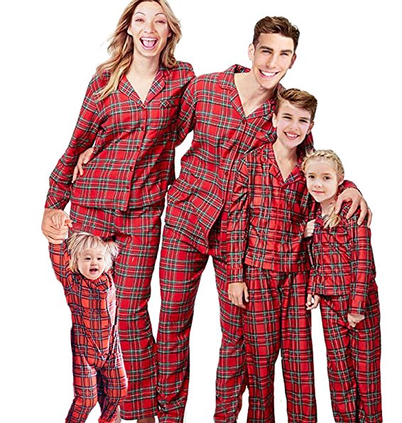 Multitrust Christmas Family Matching Pajamas PJS Set Plaid Christmas Pajama Set For Family