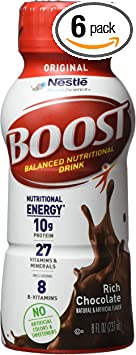 BOOST Original Nutritional Drink, Rich Chocolate, 8 Ounce Bottles (Pack of 6) (Packaging May Vary)