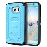 ULAK KNOX ARMOR Dual Layer Hybrid Full-body Rugged Case with Built-in Screen Protector Impact Resistant Bumper for Samsung Galaxy S6 S VI Blue