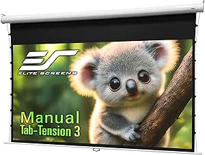 Elite Screens Manual Tab Tension 3, CineWhite P, 125-INCH with Extra 12" Drop Pull Down Projector Movie Screen Gaming Presentations ISF Certified, MT125XWH3-E12