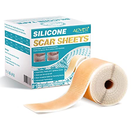 Silicone Scar Tape, Medical Soft Silicone Scar Sheets for Scar Removal, Silicone Easy Tear Tape Roll for Surgery Scars, Highly Comfortable Painless Easy Removal Old &New Scar (1.6” x 120”3M)