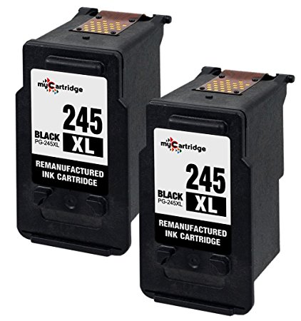 myCartridge 2 Pack Remanufactured Canon PG-245XL 245XL High Yield ink cartridge 8278B001AA for use in iP2820 MG2420 MG2520 MG2920 MG2922 MG2924 MX492 Printer
