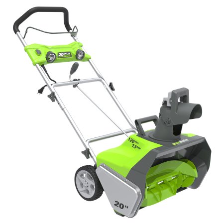 GreenWorks 2600202 13 Amp 20 Corded Snow Thrower With Light Kit