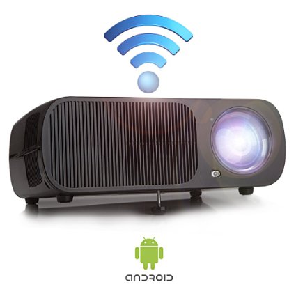 Android WIFI LED Projector,iRULU-20Pro 200" Portable 2600 Lumens, Best Home Theater Cinema Mini LCD Wireless Projector, Supports HD 1080p with Multimedia Input-USB HDMI AV SD VGA -- Black