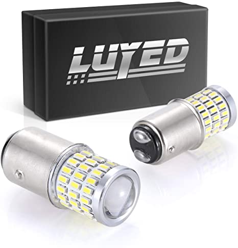 LUYED 2 x Super Bright 9-30v 1157 2057 2357 7528 BAY15D LED Bulbs with Projector for Turn Signal Lights,Tail Lights,Xenon White