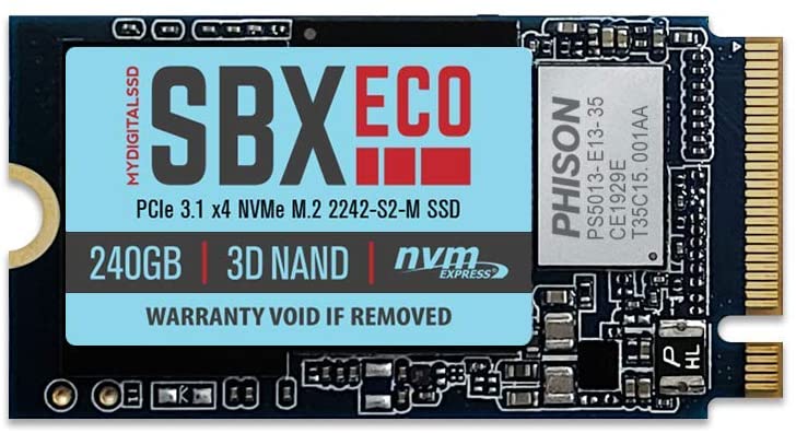 MyDigitalSSD 240GB SBXe Single-Sided 42mm (2242-S2-M) M.2 PCI Express 3.1 x4 (PCIe Gen3 x4) NVMe SSD - MDNVME42-SBXe-0256