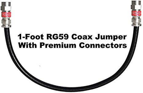 Channel Master 1 Foot RG59 Digital Coaxial Cable with Premium Compression Connectors (Black)
