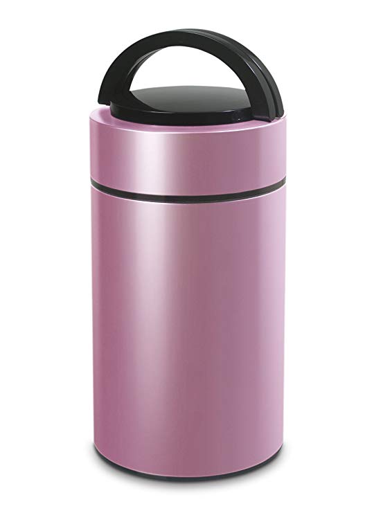 ecHome Vacuum Food Flask, Double Stainless Steel with Folding Spoon, 0.95L (Pink)