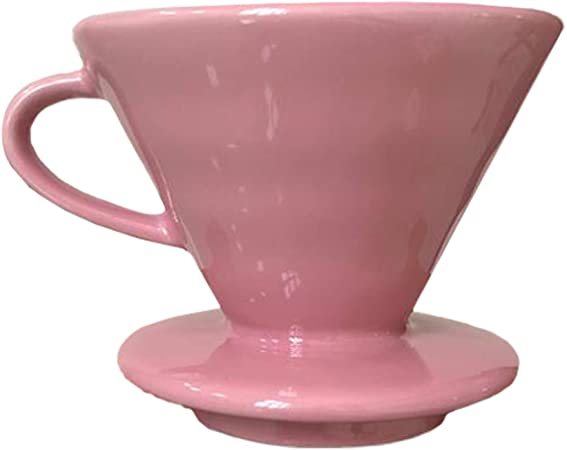 Kajava Mama Pour Over Coffee Dripper-Ceramic Slow Brewing Accessories for Home, Cafe, Restaurants - Easy Manual Brew Maker Gift - Strong Flavor Brewer - V02 Paper Cone Filters - Size: 2 Cup, PINK