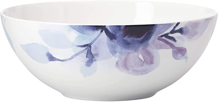 Lenox Indigo Watercolor Floral Serving Bowl, 2.50 LB, Blue