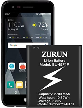 LG BL-45F1F Battery, ZURUN 2700mAh Li-ion Replacement Battery for LG LV3 / Aristo MS210 K8 2017 M150 M210 Phoenix 3 Risio 2 M153 Fortune 2 LMX210CM Phone [2 Year Warranty]