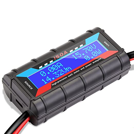 Makerfire 150A High Precision Watt Meter Power Analyzer Battery Consumption Performance Monitor with LCD Backlight for RC, Battery, Solar, Wind Power