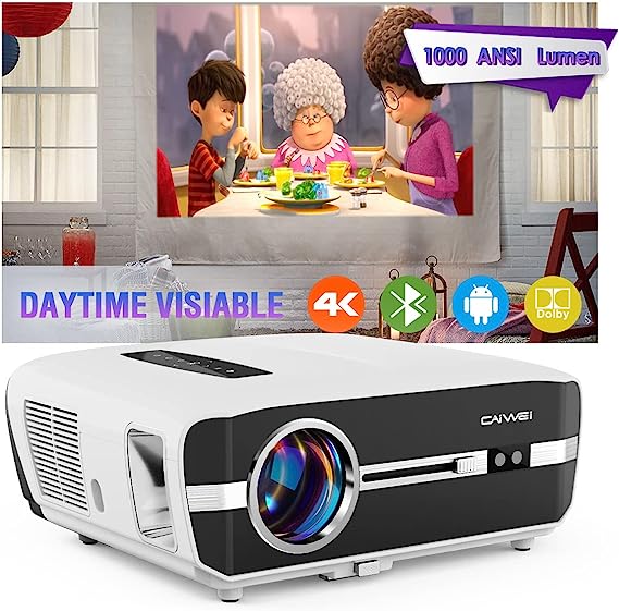 1000ANSI/13000Lm Outdoor Projector in Daylight,4K Smart Projector Apps Streaming Video, Ultra HD Home Theater Movie Projector 5G WiFi Bluetooth for iPhone Laptop,Android 9.0,2G 16G Memory,LAN,HDMI USB