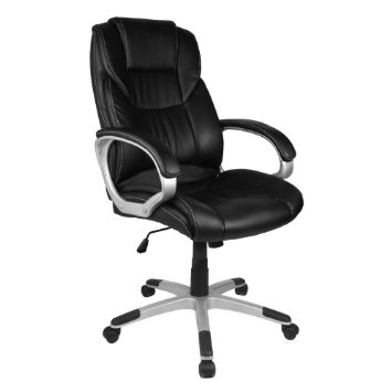 Homall Ergonomic High-Back PU Leather Seat,Computer Swivel Lumbar Support Executive Office Chair,Height Adjustable (Black)