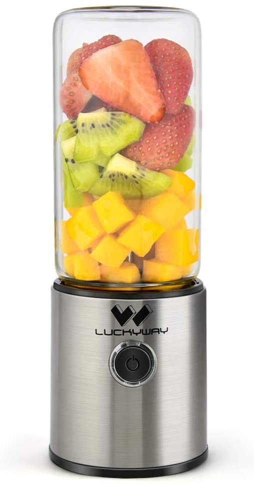 Luckyway Portable Blender, Glass Smoothie Fruit Mixer 450ml Juicer Cup USB Rechargeable