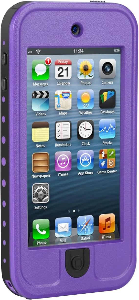 Waterproof Case for iPod Touch 7th/6th/5th Generation Case Built-in Screen Protector Protective Cover for iPod Touch 5/6/7 (Purple)
