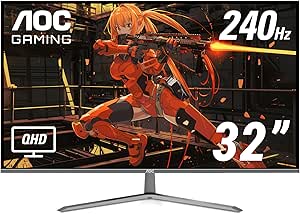 AOC Q32G11ZNE 32" Frameless Gaming Monitor QHD 2560 x 1440, 240Hz, 0.5ms Response time, HDR Ready, Console Gaming Ready, 3-Year Zero Dead Pixel Guarantee, Black