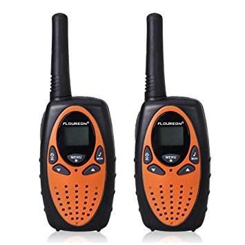 Floureon Kids Twin Walkie Talkies 2 Way Radios 22 Channel 3KM(1.9MI) Interphone Auto Scan with LCD Backlit Display (Orange)