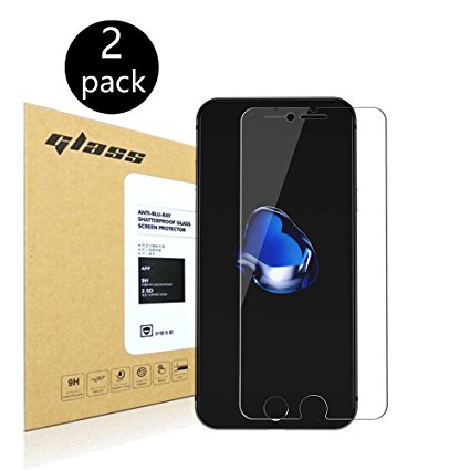 [2-Pack] iPhone 7 (4.7) Screen Protector, HoPerain 0.25mm[Tempered Glass] 9H Hardness, Anti-Scratch, Anti-Fingerprint, Bubble Free, Ultra-clear,Apple iPhone 7
