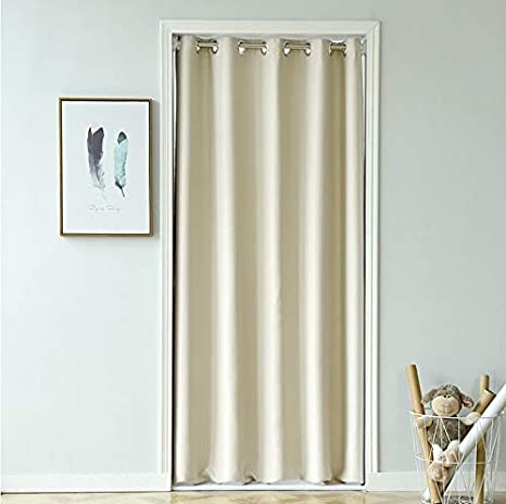 Room Divider Solid Blackout Curtains 78 Inches Long Grommet Drapes for Doorway Room Darkening Thermal Insulated Energy Efficient Window Treatment for Bay Window 1 Panel Beige W39 x L78 Inch