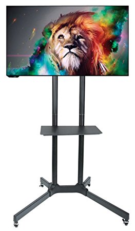 Husky Mount Mobile TV Stand with Wheels Heavy Duty Universal Rolling TV Cart Fits Most 32” – 70” LED LCD TVs with Shelf and Mount Max Load 132 LBS Load Capacity TV Trolley