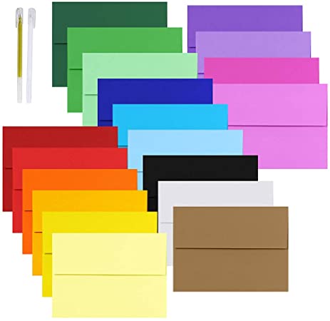 Supla 19 Colors 4x6 Envelopes A6 Envelopes Self Seal Invitation Envelopes 4x6 Greeting Cards Blank Envelopes Photo Postcards Square Flap Envelopes Announcements Envelopes Stationary Set