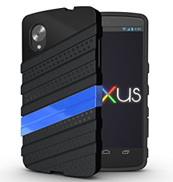 TUDIA [WAV-HYBRID] Dual Material Protective Bumper Case for Google Nexus 5 (Black/Blue)