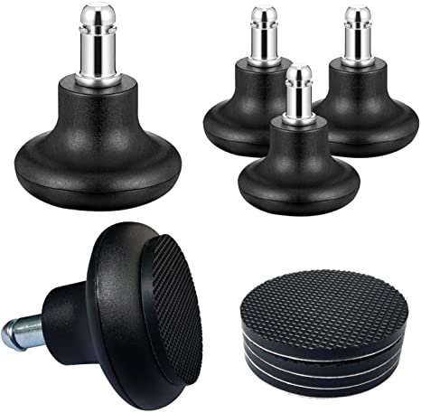 Bell Glides Replacement Office Chair or Stool Swivel Caster Wheels to Fixed Stationary Castors，2 Inch High Profile Stool Bell Glides with Separate Self Adhesive Rubber mat Without Wheels，5 Pieces (Casters c)