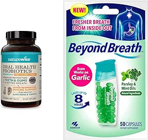 NatureWise Oral Health Probiotics Chewable Tablets & Beyond Breath Capsules for Fresher Breath, 50 Count Each