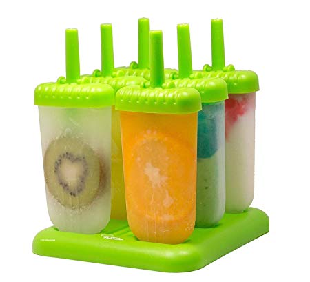 HelpCuisine - ice Lolly Moulds / 6 Cell Set Pop Ice Mold Maker Lolly Jelly Mould Bar Tray Ice Cream Kitchen Tool - BPA Free and FDA Approved - 24 Months Warranty (Green)