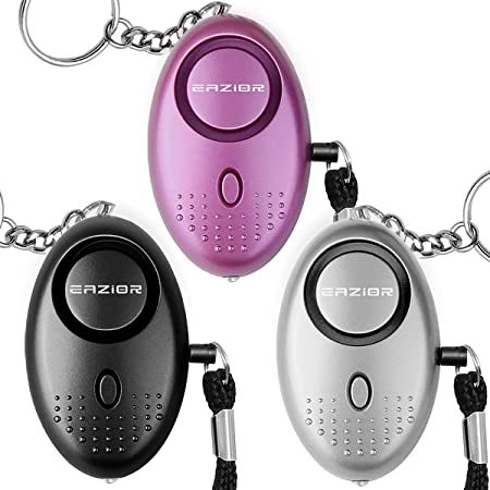 Eazior 140DB Police Approved Personal Security Alarm, Mini Loud Staff Panic Rape Attack safety Alarm Self Defense Keyring with Torch for Women Kids Night Worker Anti-theft Alarm (Purple/Black/Silver)